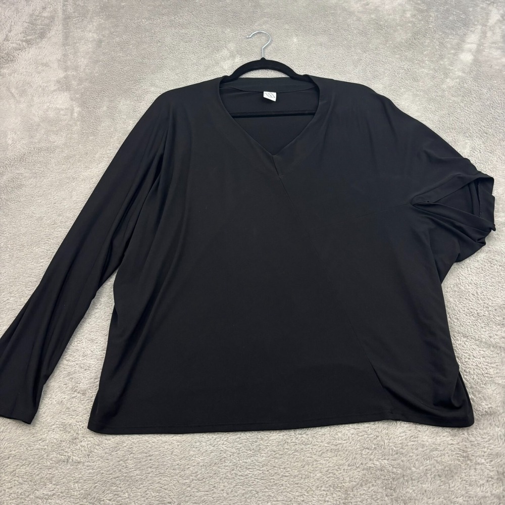 msquare Neetu Malik Asymmetrical Sleeve Top Womens L/XL Black Lagenlook Artsy
